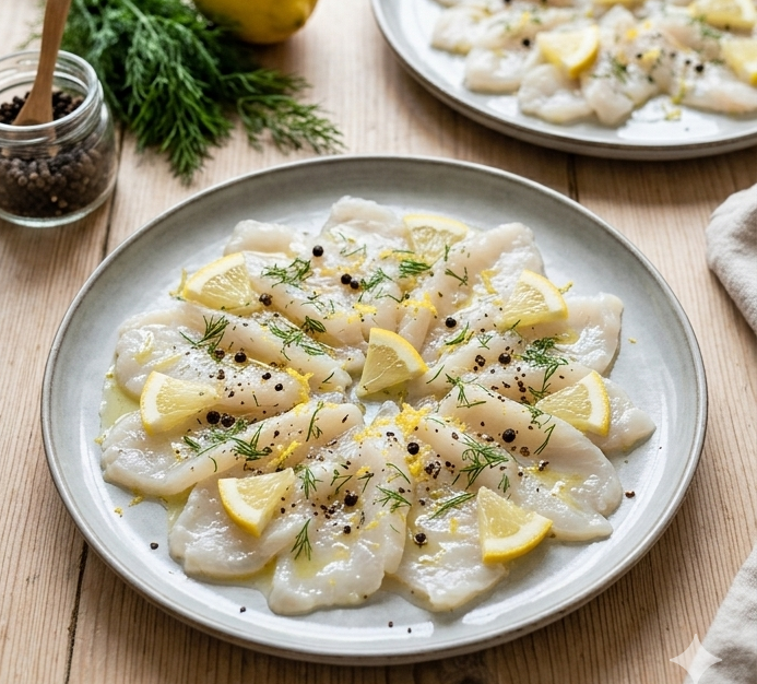 Carpaccio lotte diététique pour rééquilibrage alimentaire dans le 78